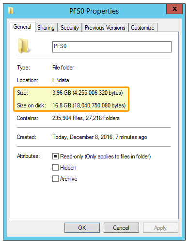 Server 2012 R2 Directory Properties ReFS 64K